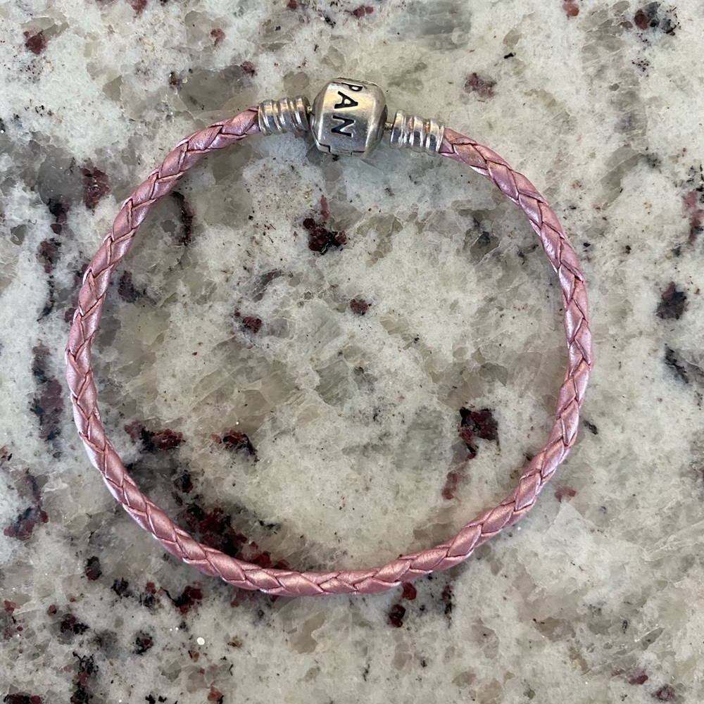 Pandora pink braided leather bracelet
